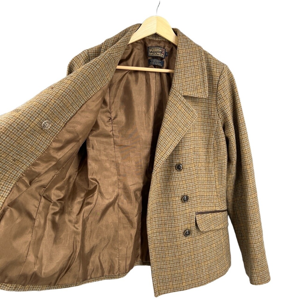 Pendleton Wool Jacket Brown Checked Double Breast… - image 2